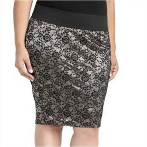 Torrid Floral Lace Pencil Skirt Black Gold Size 2X